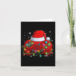 Carte Jeux vidéo de Noël pour gamers Chapeau de Père Noë