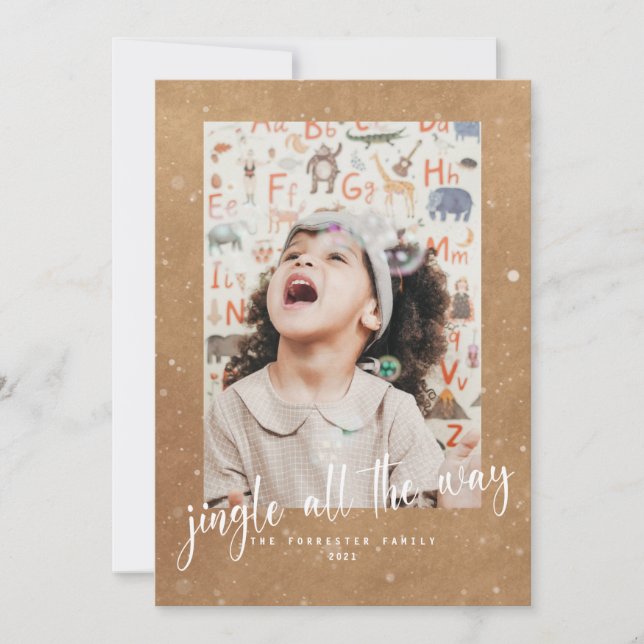 Carte Jingle All The Way Script 2 Photo Kraft Rustique (Devant)