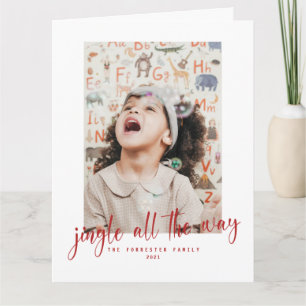 Carte Jingle All Way Red Script 2 Photo Holiday Card