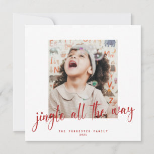 Carte Jingle All Way Red Script 2 Photo Holiday Card
