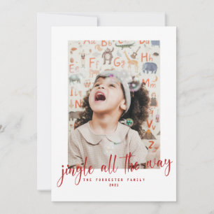 Carte Jingle All Way Red Script 2 Photo Holiday Card