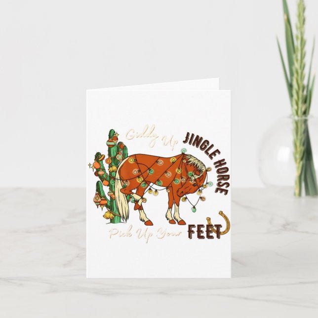 Carte Jingle Funny Horse Ck Up Your Feet Cactus Western, (Devant)