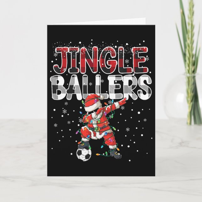 Carte Jingle Llers Santa Footll Noël Plaid _ (Devant)