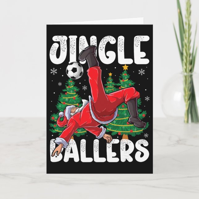 Carte Jingle Llers Santa Footll Noël Plaid _ (Devant)
