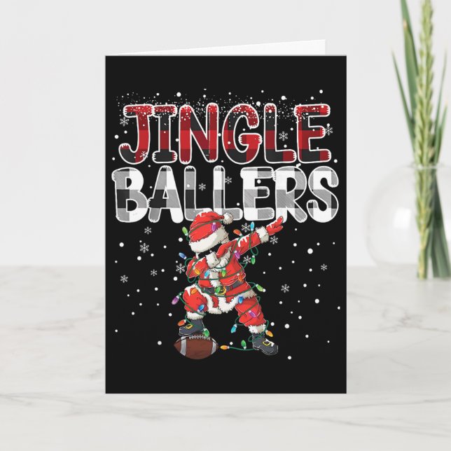 Carte Jingle Llers Santa Footll Noël Plaid _ (Devant)