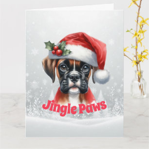 Carte Jingle Paws et Boxer Dog Joy Holiday