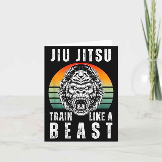 Carte Jiu Jitsu cool S'entraîner comme un gorille rugiss (Devant)