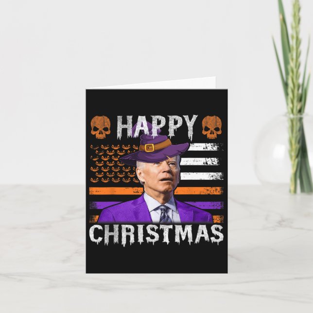 Carte Joe Biden Joyeux Halloween Joyeux Noël Drapeau amé (Devant)