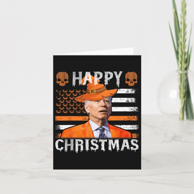 Carte Joe Biden Joyeux Halloween Joyeux Noël NOUS Drapea (Devant)