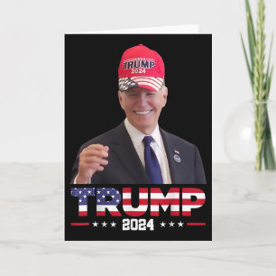 Carte Joe Biden portant un chapeau Trump 1