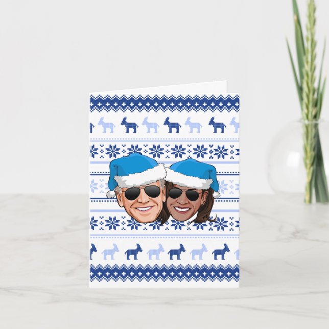 Carte Joe et Kamala Bleu Noël (Devant)