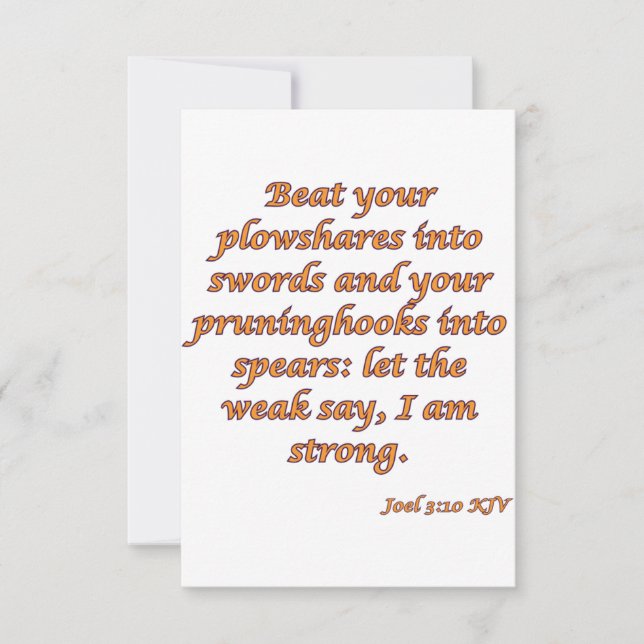 Carte Joel 3:10 KJV Bible Verse Écriture Chrétienne (Devant)