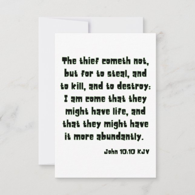 Carte John 10:10 KJV Bible Écriture Salutation (Devant)
