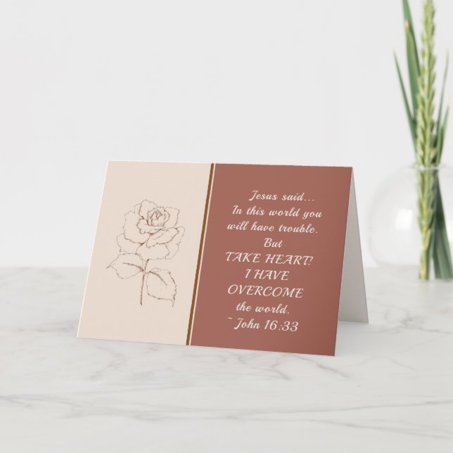 Carte John 16:33 Prenez le coeur! J'ai surmonté le monde (Devant)