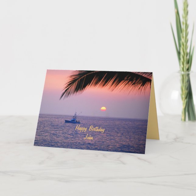 Carte John Happy Birthday Tropical Sunset (Devant)