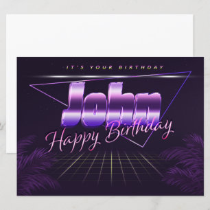 Carte John Name Prénom lila retro Map Anniversaire