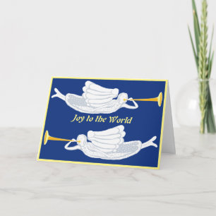 Carte Joie au monde Anges de Noël avec trompettes