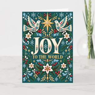 Carte Joie au monde Noël colombes Art folklorique