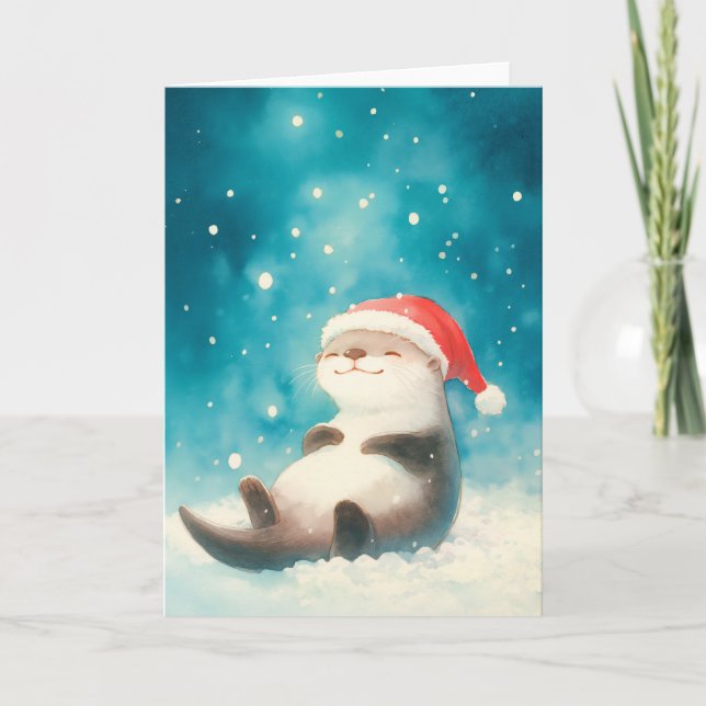 Carte Joie de Noël de la loutre (Devant)