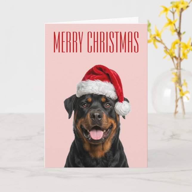 Carte Joie de Noël Rottweiler (Fleur jaune)