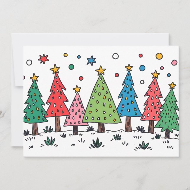 Carte Joie de Noël Style d'art de doodle mignon plat (Devant)