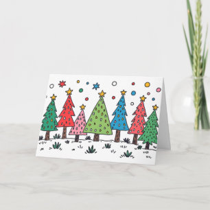 Carte Joie de Noël Style d'art doodle mignon
