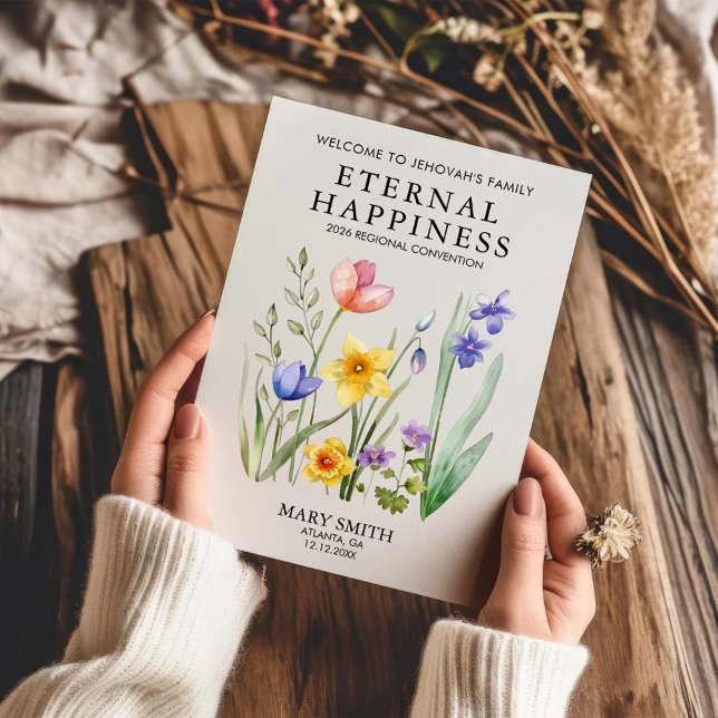 Carte Joie Éternelle Baptême JW avec Fleurs de Printemps (Créateur téléchargé)