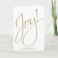 Joie ! Gold & White Script moderne Chic Photo de v