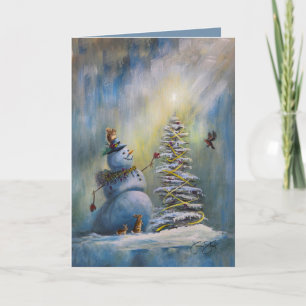 Carte Joie Lumineuse - Bonhomme de neige de Noël