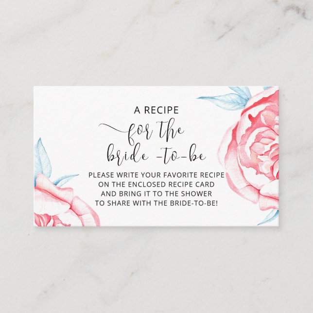 Carte jointe "RECETTE pour la mariée - à - être" (Devant)