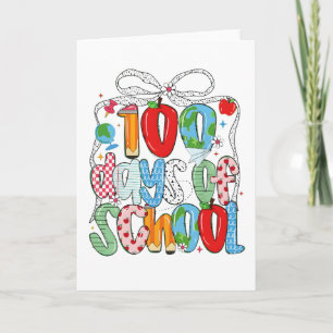 Carte Joli 100 jours d'école cœurs roses classe