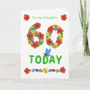 Carte Joli 60ème anniversaire de Floral, pour Fille