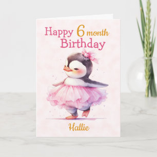 Carte Joli 6 mois Anniversaire Penguin Ballerina
