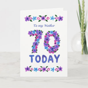 Carte Joli 70ème anniversaire de florale, pour Mère