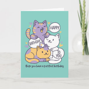 Carte Joli Amoureux des chats Purrfect Joyeux Anniversai
