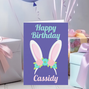 Carte Joli Anniversaire Bunny Tiara Purple