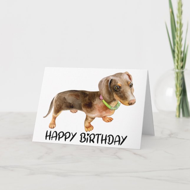 Carte Joli Anniversaire chiot Amoureux des chiens Dachsh (Devant)
