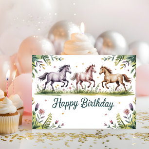 Carte Joli Anniversaire de Cheval à l'Aquarelle Personna