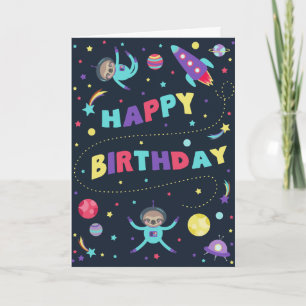 Carte Joli Anniversaire de la mignonne Astro Sloth