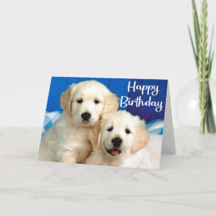 Carte Joli Anniversaire du chien chiot Golden Retriever