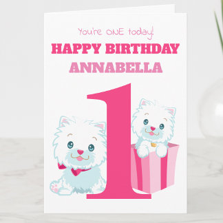 Carte Joli Anniversaire Fille Rose 1 An