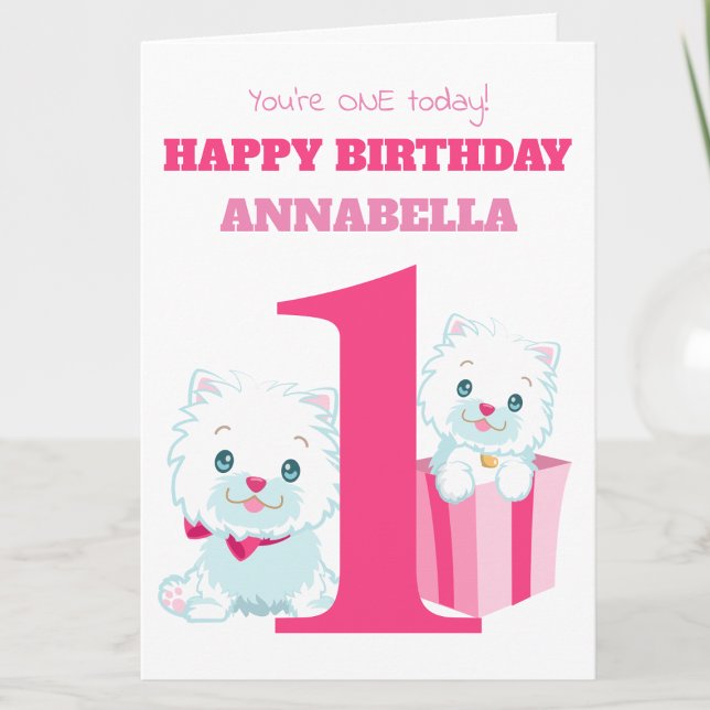 Carte Joli Anniversaire Fille Rose 1 An (Créateur téléchargé)