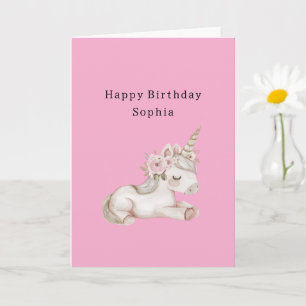 Carte Joli Anniversaire Fleuriste Rose Licorne
