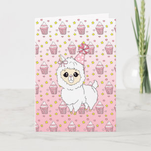 Carte Joli anniversaire personnalisé de la fille Llama r