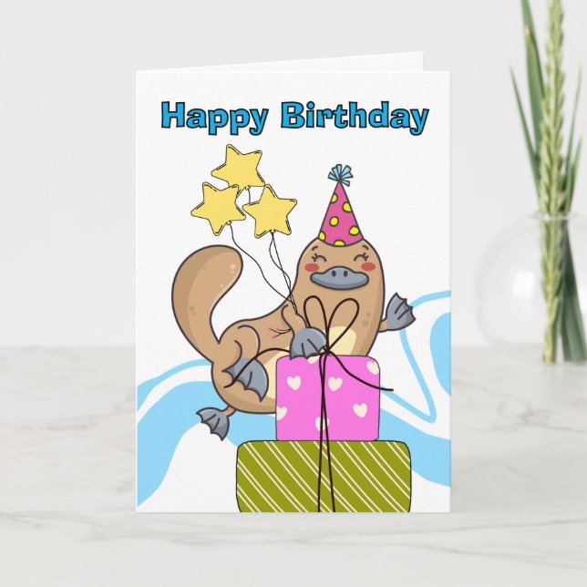 Carte Joli Anniversaire Platypus Beaver Canard (Devant)