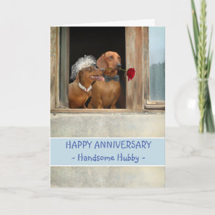 Carte Joli Anniversaire pour Couple de Dachshunds Mariés