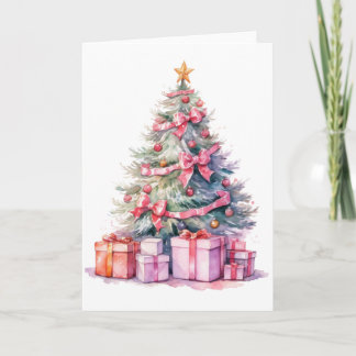 Carte Joli arbre de Noël aquarelle