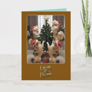 Carte Joli arbre de Noël Pomeranian