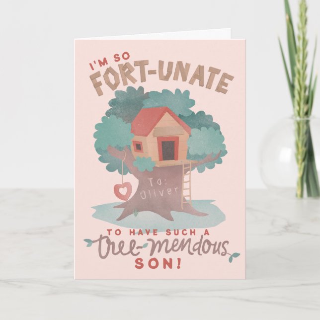 Carte Joli arbre Fort Punny voeux d'anniversaire pour fi (Devant)