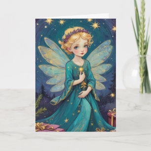 Carte Joli Art Vintage Noël Starry Night Fairy